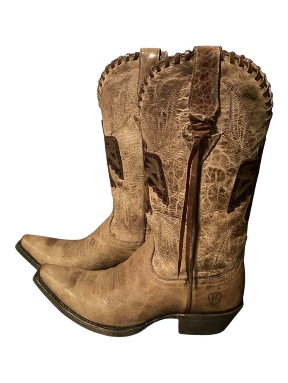 ARIAT WOMEN'S TAN THUNDERBIRD THRiLL COWGIRL BOOTS - SNIP TOE 6.5 - Picture 2 of 14